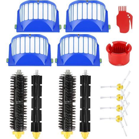 Piezas de repuesto para la serie iRobot Roomba 600, 605, 615, 616, 620, 621, 630, 635, 650, 652, 660, 665, 680, 690 y 695. Cepillo y filtro, piezas de recambio para aspiradora robot con tornillos (1/4)