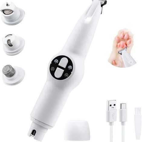 2-in-1 wiederaufladbares, kabelloses elektrisches Pflege-Set für Hunde und Katzen, bestehend aus einer Schermaschine mit LED-Licht, einem leisen Trimmer und einer Nagelfeile. (1/5)
