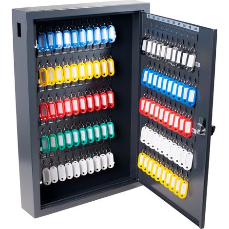Armoire à clés pour 100 clés, boîte métallique avec 100 Porte-clés, Gris foncé, Dimensions : 38 x 9 x 55 cm – 8047222 (1/3)
