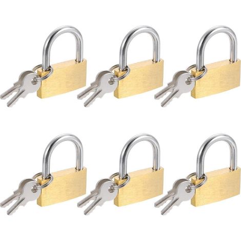 6er Set Messing Vorhängeschlösser mit Schlüssel, kurz, wasserdicht, rostfrei