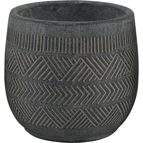 Runde Outdoor -Vase -Fasergartenfaser Anthrazit 16x16x14 cm Elleboro
