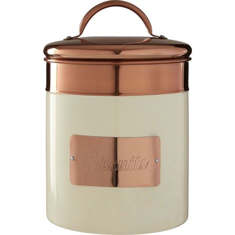 Premier Housewares Prescott Cream / Copper Biscuit Canister (1/3)