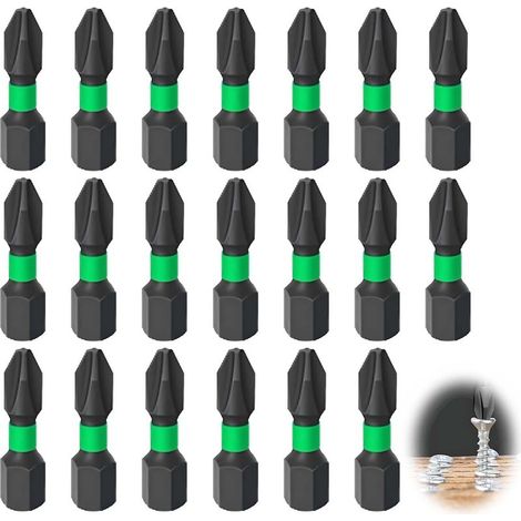 Lot de 20 embouts cruciformes intéressants pour perceuse électrique – Embouts multifonctionnels en acier magnétique de type vis à impact , adaptés pour tous les tournevis et perceuses, etc (1/5)