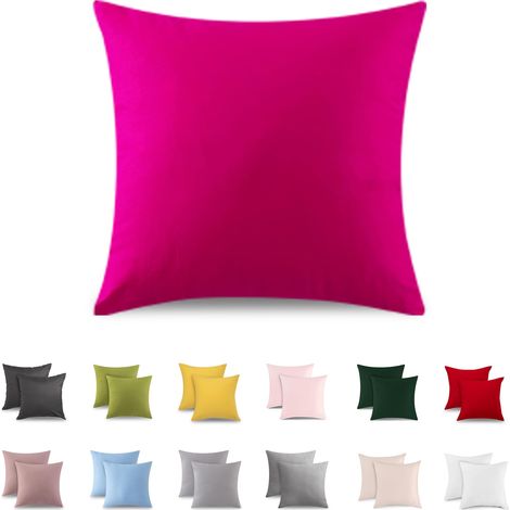Set of 2 Taie Oreiller 80x80 cm, 100% Coton, Taie d'oreiller avec Fermeture éclair Très Douce, Convient Aux Personnes Souffrant D'allergies, Rose (1/5)