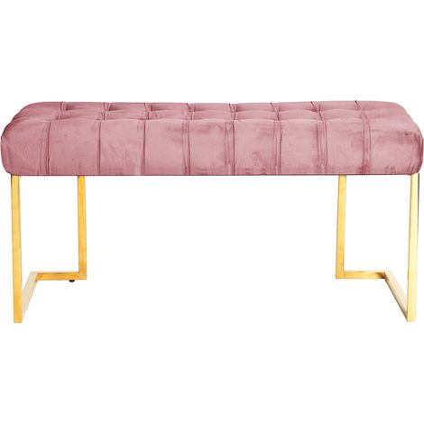 Panca Rarity in velluto rosa antico con base dorata (1/3)