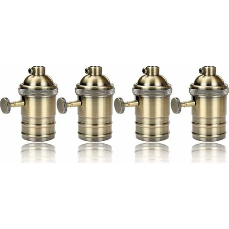 4 pièces douille E27 avec interrupteur, rétro laiton antique, pour lustre, lampe suspendue et éclairage DIY (1/5)