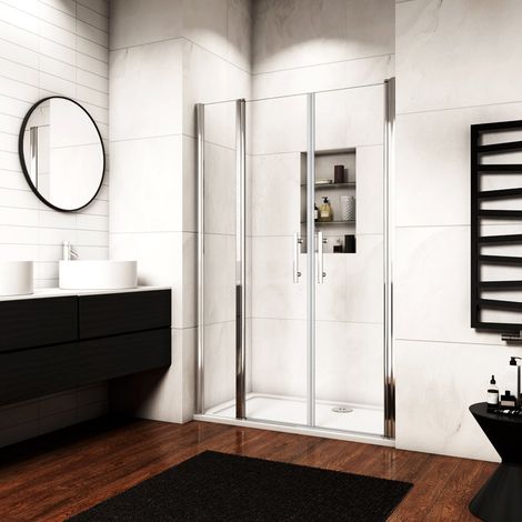 Océan Porte De Douche Battante 135x197cm En Verre Anti-calcaire Porte Battante Et Un Verre Fixé (1/5)