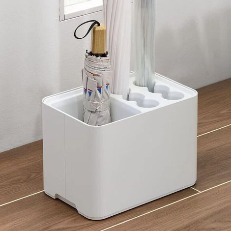 Porte‑parapluies Blanc Bac Égouttoir – Contient 10 Parapluies, Compact & Décoratif (1/5)