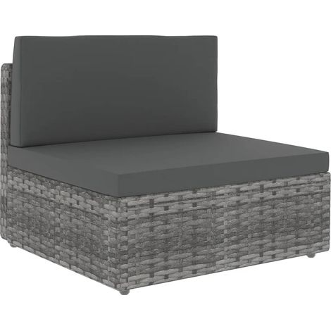 Maison Exclusive - Set Divani da Giardino 7 pz con Cuscini in Polyrattan Grigio (1/5)