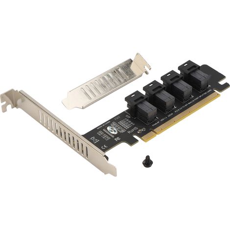 PCIe-zu-U.2-x16-Adapterkarte, 4 NVMe-Anschlüsse (SFF8643/SFF8639), geteilte Erweiterung mit LED-Anzeige (1/5)
