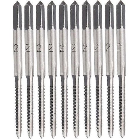 Jeu de 10 tarauds manuels coniques métriques M2 à rainures droites en acier au carbone. (1/5)