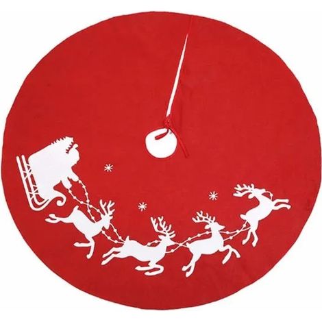 Jupes d'arbre de Noël Décoration de Noël Jupe d'arbre non tissée rouge Couverture de base ronde Ornements d'arbre (100 cm, rouge) (1/4)