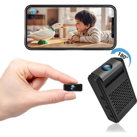 Mini-Überwachungskamera – 4K, WLAN – 180° drehbares Objektiv – Schwarz (1/5)