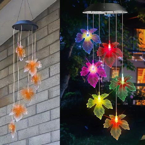 Guirlande Éolienne Solaire En Feuille D'érable - Lampe Suspendue À LED Pour Décoration De Jardin - 1 Pièce (1/5)