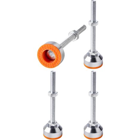 Set di 4 piedini di livellamento regolabili in acciaio al carbonio con filettatura M10 x 100 e base da 40 mm per mobili, tavoli, armadi e banchi da lavoro. (1/5)