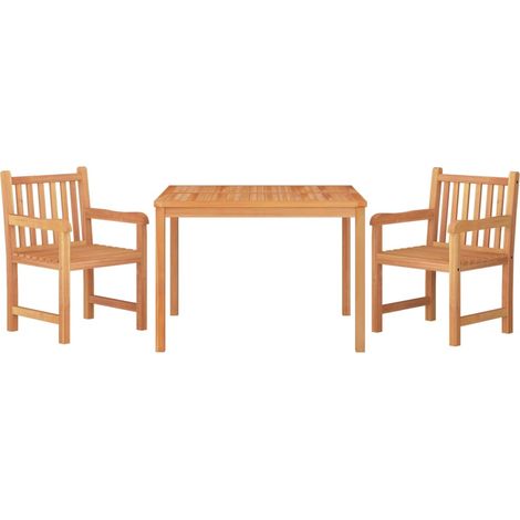 Ensemble à dîner salon de jardin meuble d'extérieur 3 pièces bois de teck massif (1/5)