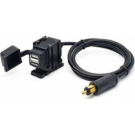 DIN Hella Dual-USB-Motorradladegerät, Netzteil 2,1 A mit 1,8 m Kabel für Handy / iPhone / GPS-Navigationsgerät