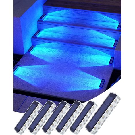 Lampe Solaire Exterieur Jardin, Lot de 4 Eclairage Escalier Exterieur IP68 Étanche, Blanc Chaud LED Lampe Solaire pour Jardin, Chemin, Escalier, Allée, Patios, Sol