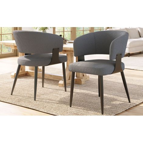 Chaise de salle à manger de haute qualité (2 pièces) Chaise de maquillage Coiffeuse Ergonomie Chaise légère de luxe Dossier incurvé,beige/gris-Da (1/5)