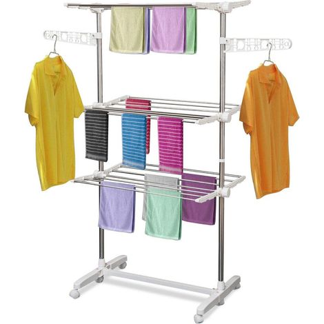 Mobiler Wäscheständer Wäschetrockner 3 Ebenen Klappbar Rolle 80-142 X 55 X 152 Cm