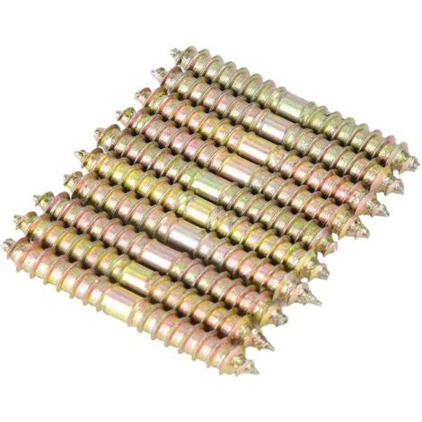 10 Stück Doppel-Flachkopfschraube Bolzenschraube selbstschneidende Gewindebolzen Holzbearbeitung Möbel Verbindungsbolzen Stangen 6 x 50 mm