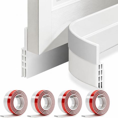 Groupe de 4 bouchons d'aération de porte, 2 'W x 39 "L, blanc  bloque le bruit du flux d'air air air froid, remplissage de joint de porte économe en énergie pour portes intérieures et extérieures (1/5)