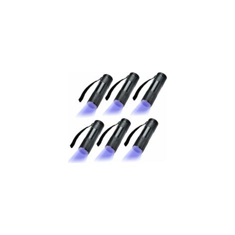 Confezione da 6 torce a luce nera UV ultravioletta con 9 LED - Crezuo