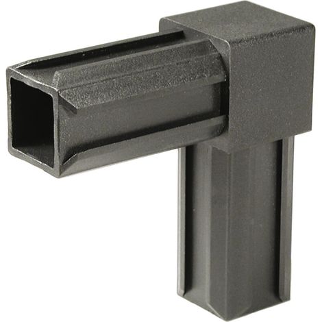 859831 Raccord XD pour tubes carrés, 90°, plastique, en noir, 20 x 20 x 1,5 mm, Set de 10 pièces, Set de 10 pièces