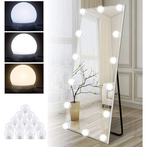 TAISHENGDA-Spiegellicht-Set mit 14 Glühbirnen für Make-up-Schminktisch, dimmbarer Hollywood-LED-Spiegel, USB-Schminktischlampe mit Schalter und Kabel, 3 Farben und 10 Helligkeiten, selbstklebende -Bel (1/5)