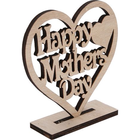Ornement en bois en forme de cœur, en contreplaqué creux, décoration artisanale, cadeau pour un anniversaire ou la fête des mamans (Bonne fête des mamans ) (1/5)