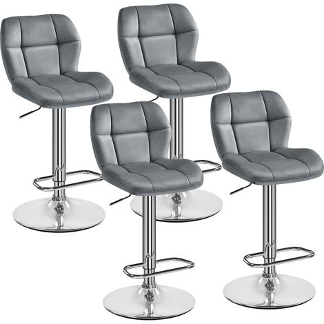 Yaheetech Lot de 4 Tabourets de Bar Réglables en Hauteur Modernes Chaises de Bar en Velours Tabouret Haut Pivotant à 360° Charge 136 kg 44 × 50,5 × 89-111 cm Gris Foncé (1/5)
