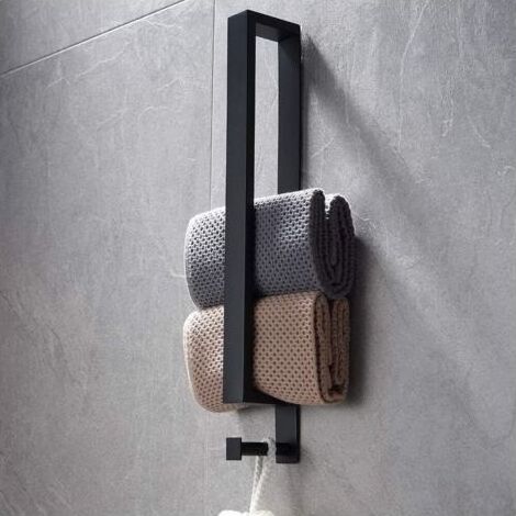 Edelstahl-Handtuchhalter, bohrfreier Handtuchhalter, selbstklebender Gästehandtuchhalter 40 cm mit Haken für das Badezimmer (1/5)