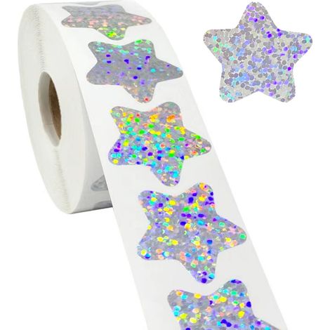 rollo de pegatinas de estrellas brillantes para decoración de álbumes de recortes, adhesivas para superficies planas, para uso en el hogar y la oficina. (1/5)