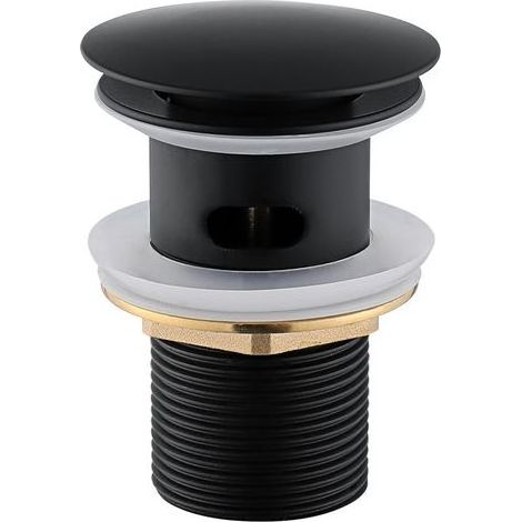 BOED Bonde de lavabo avec trop-Plein Universelle, Bonde clic clac lavabo bonde de vidage Universel G1-1/4 en Acier Inoxydable pour lavabo Salle de Bain Noir (1/5)