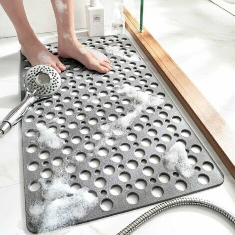 Tapis de bain antidérapant - imperméable et anti-chute - gris - 7038cm (1/4)