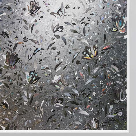Blackout Window Film Adhesive Decorative Anti Look Window Film UV Protection Rainbow Effect Static Decoration Tulip Design Bathroom Home (30 x 400 cm) (1/5)