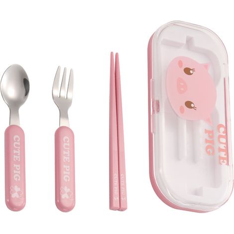 Couverts Réutilisables - Fourchette Cuillère Baguettes - Étui de Transport Inclus - Lavable au Lave-Vaisselle - Lot de 4 (1/5)