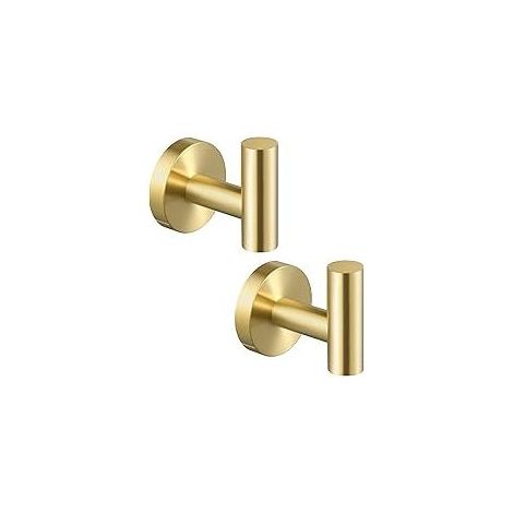 TAISHENGDA Set mit 2 Wandhaken aus Edelstahl – Goldfarbener runder Sockel, Schraubbefestigung (1/5)