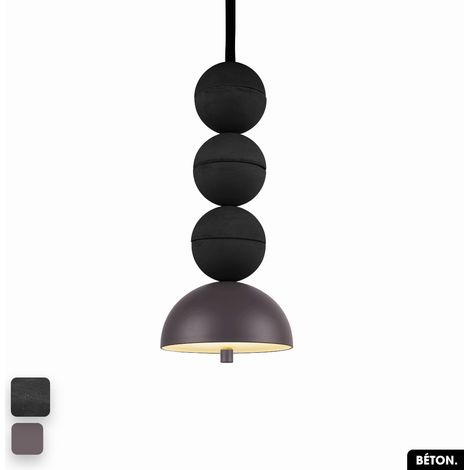 Lampe de suspension en béton - BOSFOR CONCRETE NOIR - SPARROW 3 BALLES LED 14W (1/2)