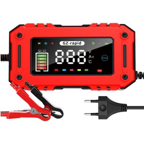 12 V 10 AChargeur de batterie de voiture 12V 6A 8A 10A 15A chargeur de batterie au plomb-acide pour camions et motos compatible avec les batteries au plomb-acide. (1/4)