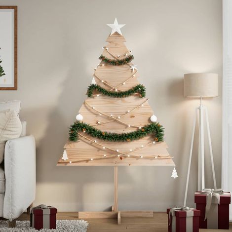 Sapin de Noël en bois pour décoration-Arbre de Noël-Décoration de Fête pour Noël 150 cm bois massif 289422 (1/5)