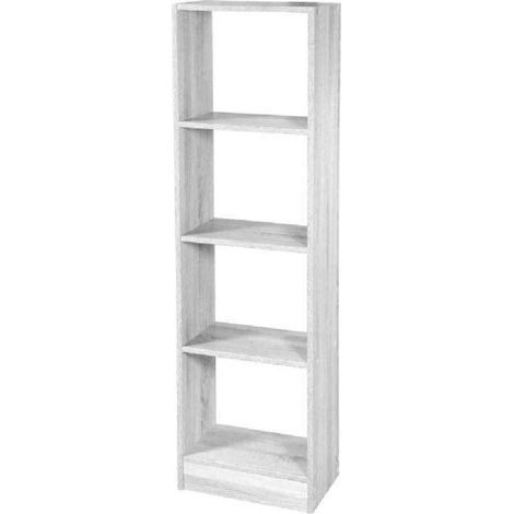 Kaela - Libreria Scaffale 4 Ripiani Mensole Colonna Legno Bianco Moderno 137x40x24cm 768927 - (1/3)