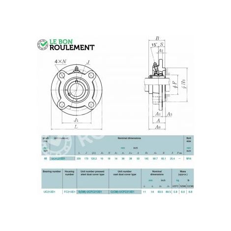 Palier fonte UCFC213-D1-NTN