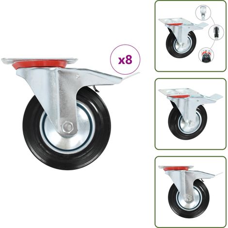 The Living Store Ruote Girevoli 8 pz 160 mm - Ruote con freno