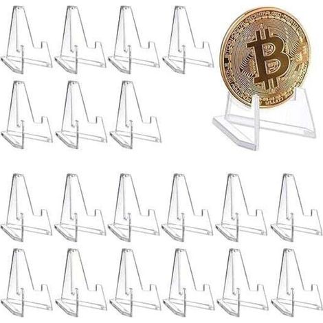 20 Pieces Support de Monnaie Présentoir,Mini Chevalet en Acrylique Transparent,Supports De Chevalet En Acrylique,Chevalets En Plastique,pour MéDailles, Afficher De Monnaie, Montres De Poche (1/4)