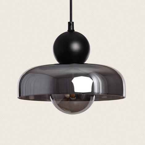 Lámpara Colgante Metal y Cristal Carlize Gris Humo