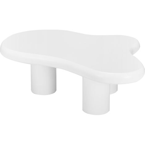 Table basse en forme de nuage irrégulier en MDF blanc 97x67x32 cm avec patins en feutre (1/5)