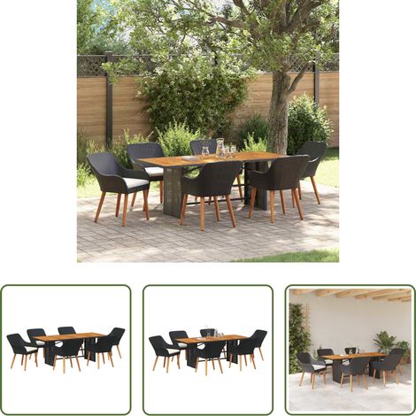 Salle à manger extérieure - Ensemble de salle à manger pour jardin 7 pcs Noir polyrotin (1/5)