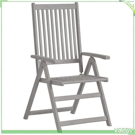 Chaise inclinable de jardin - FAFEICY - 3065517 - Lot de 4 - Bois acacia massif - Gris délavé (1/5)