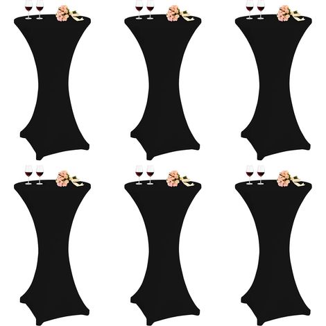Lot de 6 nappes à Coins carrés Extensibles en élasthanne pour Cocktail 60 x 110 cm Noir Nappe Ronde à Cocktail pour Bar, Mariage, Cocktail, Table de Banquet (Noir) (1/4)